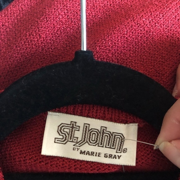 St. John knit long sleeve midi sweater dress red by Marie Gray - Picture 7 of 8